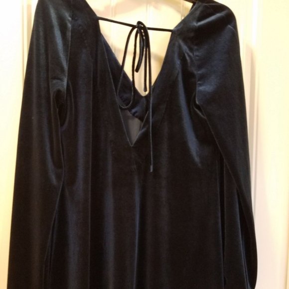 FREE PEOPLE V NECK DRESS MINI BLUE SHIFT SMALL - Picture 2 of 8